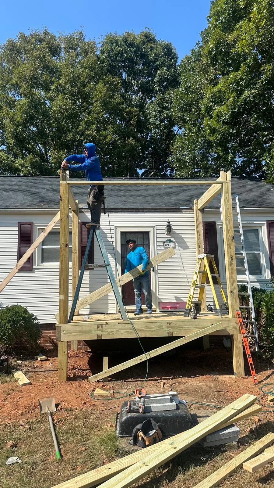 Front porch framing and construction by NGRE Home Improvements